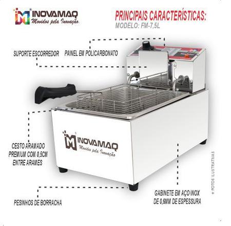 Imagem de Fritadeira Elétrica Profissional - FM-7,5L - 127V - Inovamaq