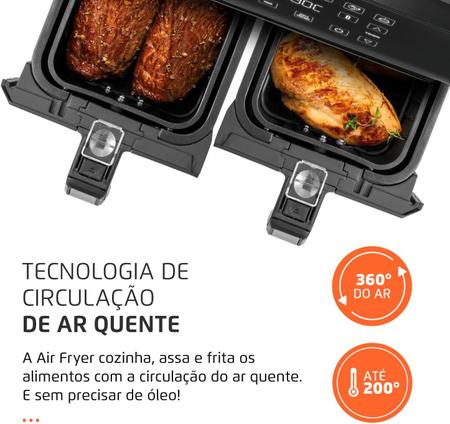 Fritadeira Elétrica Air Fryer Mondial Dual 8 Litros Duplo Cesto