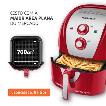 Imagem de Fritadeira Elétrica Sem Óleo Air Fryer Mondial AFN-80-RI 8L 1900w 127v Vermelho Inox