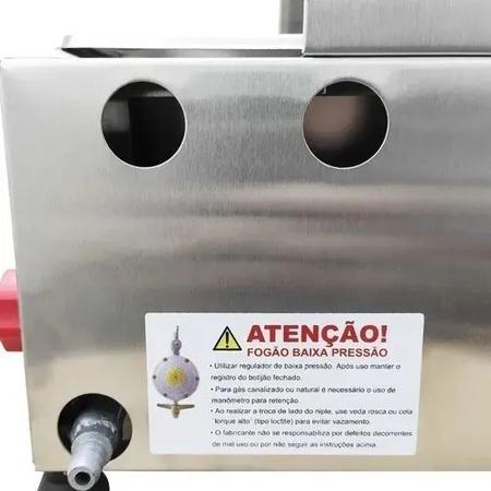 Imagem de Fritadeira Industrial Baixa Pressão 2 Cubas Inox 5 Litros À Gás Profissional Salgado Porções Pastéis