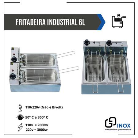 Fritadeira Industrial Elétrica Gg Inox 6 L Aço Inoxidável 127v Imagem de Fritadeira Industrial Elétrica Gg Inox 6 L Aço Inoxidável 127v