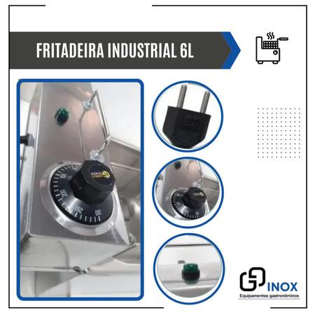 Fritadeira Industrial Elétrica Gg Inox 6 L Aço Inoxidável 127v Imagem de Fritadeira Industrial Elétrica Gg Inox 6 L Aço Inoxidável 127v
