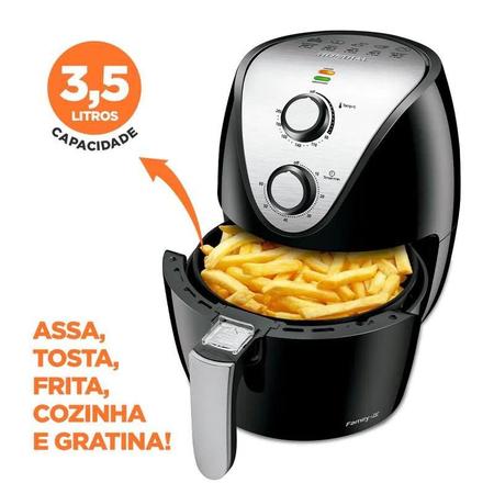 Fritadeira Sem Óleo Air Fryer 3,5L, Mondial, Preto/Inox, 1500W