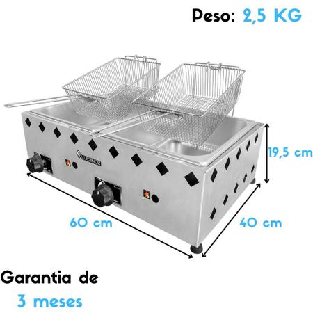 Imagem de Fritador Industrial A Gás 2 Cubas 10 Litros Salgados Batatas