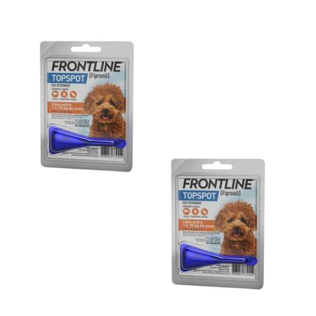 Imagem de Frontline Topspot -  Cães 01,0 a 10,0 KG  - 0,67 ml ( 02 Pipeta) - Kit com 2