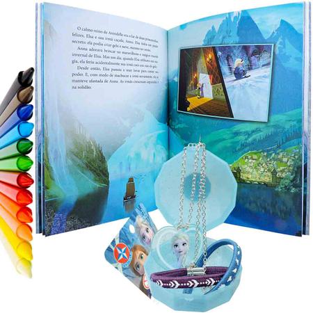 Imagem de Frozen Disney Colar + 2 Pulseiras + Livro com 12 Gizes
