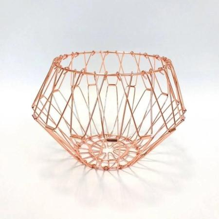 Imagem de Fruteira cesto rose gold dobravel de mesa aramado retratil 8 em 1 frutas garrafa articulada multiuso