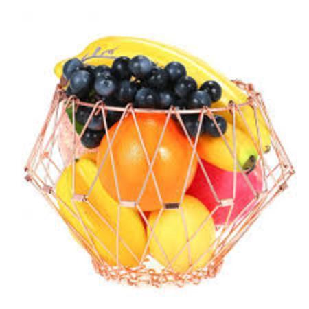 Imagem de Fruteira cesto rose gold dobravel de mesa aramado retratil 8 em 1 frutas garrafa articulada multiuso