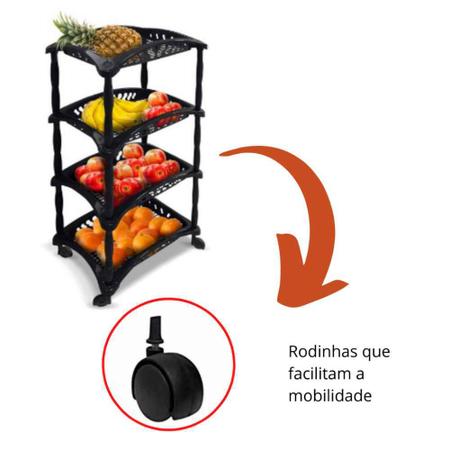 Imagem de Fruteira Prateleira Organizador Arqplast 4 Andares C Rodinhas