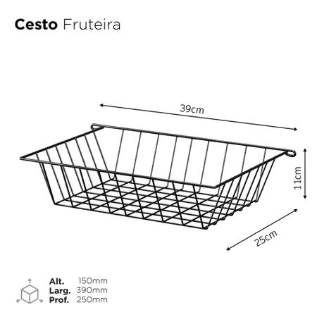 Imagem de Fruteira Quito porta legumes parede cozinha 45x45 cesto de ferro