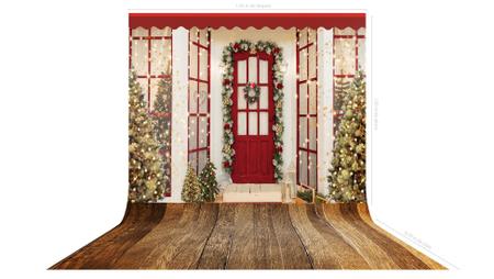 Fundo Fotográfico em Tecido Natal Porta Vermelha Árvores - 150x170cm - Fabrika de Festa Imagem de Fundo Fotográfico em Tecido Natal Porta Vermelha Árvores - 150x170cm