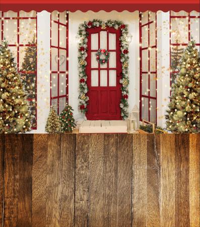 Fundo Fotográfico em Tecido Natal Porta Vermelha Árvores - 150x170cm - Fabrika de Festa Imagem de Fundo Fotográfico em Tecido Natal Porta Vermelha Árvores - 150x170cm