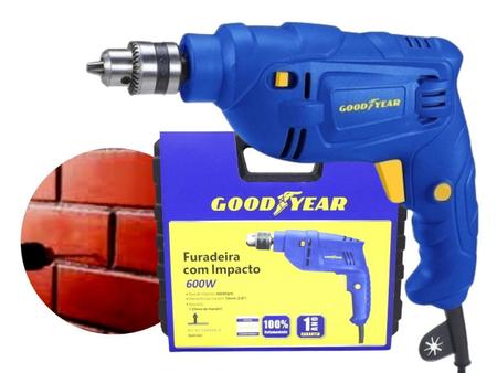 Furadeira De Impacto 600w 10mm Goodyear GY-DI-10600K-3 Com Maleta Imagem de Furadeira De Impacto 600w 10mm Goodyear GY-DI-10600K-3 Com Maleta