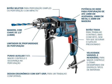 Imagem de Furadeira de Impacto Bosch 650W Velocidade