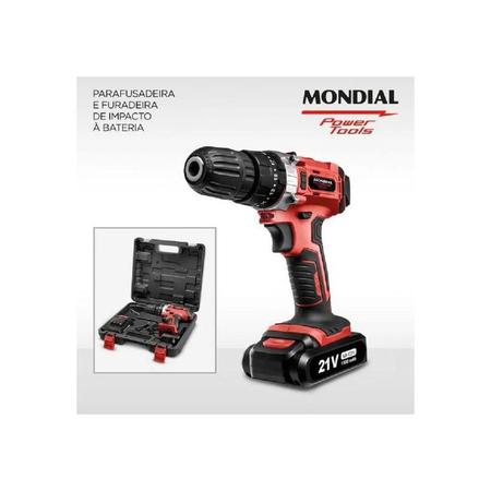 Imagem de Furadeira Mondial Fpf-09M 21V/2V - Kit Completo