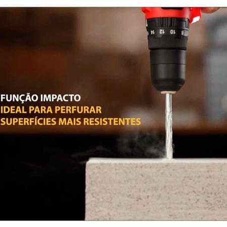 Imagem de Furadeira Parafusadeira de impacto 3/8" a bateria 12V com maleta e acessórios - PI-10MA - Mondial