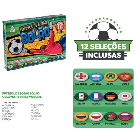 Futebol Botão Bolão 12 Times Seleções Jogo Menino Original - Gulliver -  Outros Jogos - Magazine Luiza