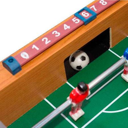 HOMCOM Mesa de pebolim Jogo de futebol de mesa com 22 jogadores incluídos  Tabelas de pontuação Apertos Confortáveis Design compacto 84,5x40x61,2 cm  Cor Madeira e Preto