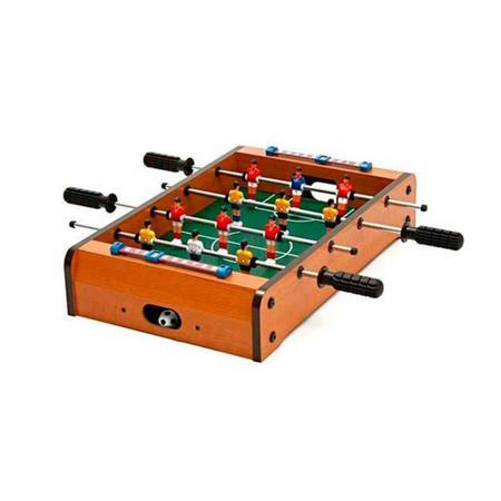 HOMCOM Mesa de pebolim Jogo de futebol de mesa com 22 jogadores incluídos  Tabelas de pontuação Apertos Confortáveis Design compacto 84,5x40x61,2 cm  Cor Madeira e Preto