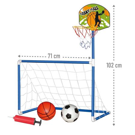 Imagem de Futebol E Basquete 2 Em 1 Com 2 Bolas Bomba Rede - Dm Toys