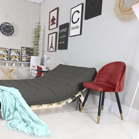 Imagem de Futon Casal Tokio Sofa Cama Chumbo Sarja Impermeável Com Madeira Maciça