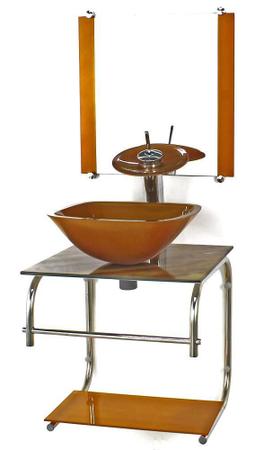 Gabinete 40Cm De Vidro Inox Cuba Quadrada Cqp Marmore Marfim - Cubas E Gabinetes Imagem de Gabinete 40Cm De Vidro Inox Cuba Quadrada Cqp Marmore Marfim