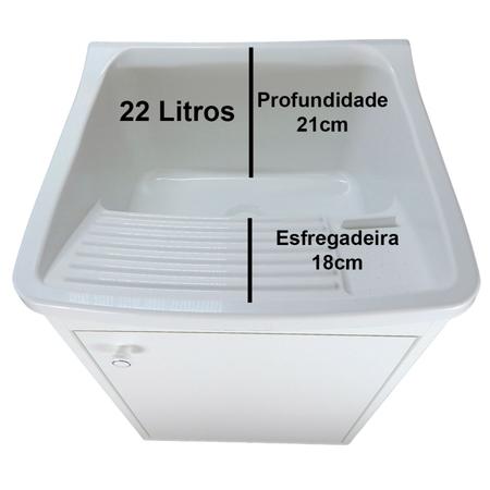 Imagem de Gabinete Balcão De Lavanderia 46cm Tanque Plástico 22 Litros