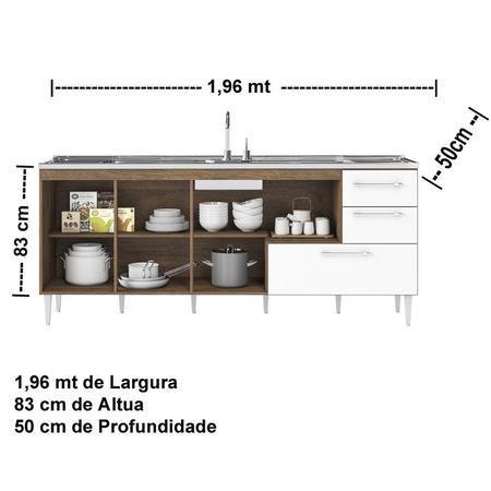 Imagem de Gabinete balcão para pia  2 metro com gavetão castanho branco