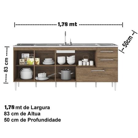 Imagem de Gabinete balcão para pia de 1,80 metro com gavetão castanho