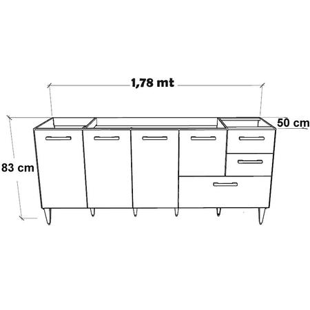 Imagem de Gabinete balcão para pia de 1,80 metro com gavetão castanho