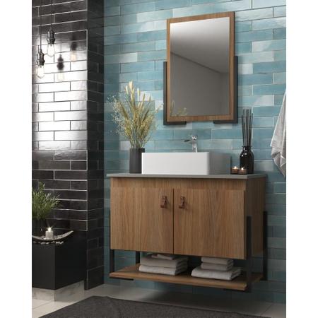 Imagem de Gabinete Banheiro 60cm 2 Portas com Cuba e Espelheira Multimóveis CR10106