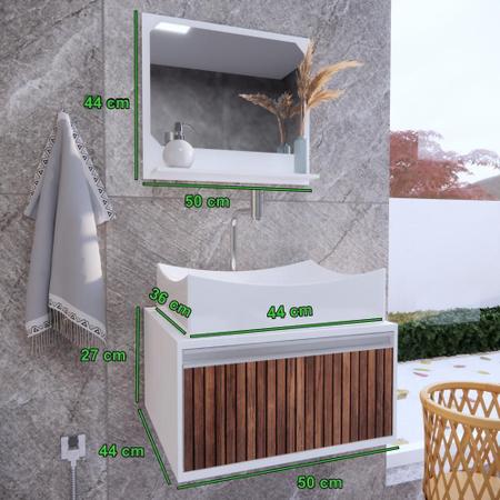 Gabinete Banheiro Maranata 50 Ripado C/cuba + Combo Branco - GABINETTO Imagem de Gabinete Banheiro Maranata 50 Ripado C/cuba + Combo Branco