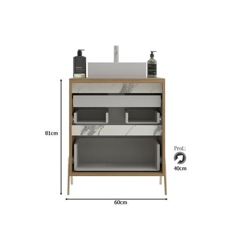 Imagem de Gabinete de Banheiro 60cm sem Cuba Ref 650 Itapuã/Thassos