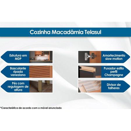 Imagem de Gabinete de Cozinha Modulado Balcão Macadâmia p/ Pia c/ 2 Portas 120cm Freijo/Grafite - Telasul