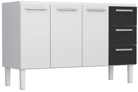 Imagem de Gabinete de Cozinha Preto em Aço Montado 153cm 3 Gavetas Venus Flat Cozimax