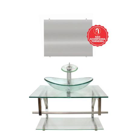 Imagem de Gabinete de vidro 70cm iq inox com cuba oval - incolor