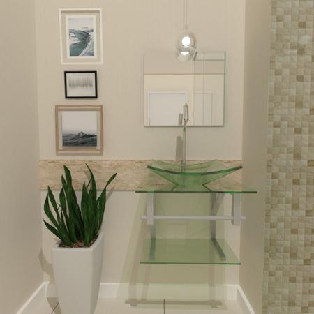 Imagem de Gabinete de Vidro Para Banheiro 45cm Com Cuba Quadrada
