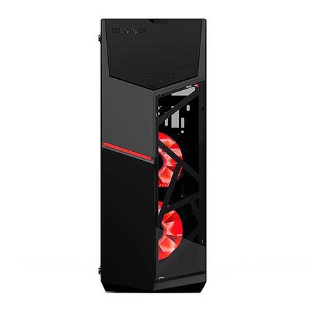 Imagem de Gabinete Gamer AZZA Golem 221 Lateral de Vidro Led Vermelho Preto, CSAZ-221G