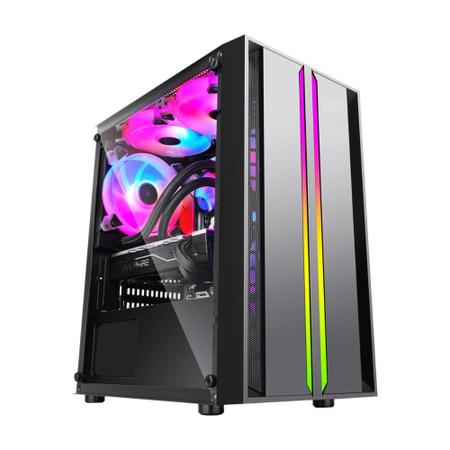 Imagem de Gabinete Gamer Bluecase Hellix Pro BG-044 - USB 3.0, Lateral em Vidro Temperado, Frontal com LED RGB