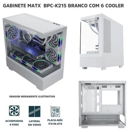 Imagem de Gabinete Gamer Bpc-k215 M-atx Branco C/ 6 Cooler Lateral de Vidro