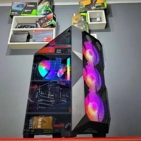 Imagem de Gabinete Gamer Com 3 Fans Cooler Rgb Lateral Em Vidro Cor Rainbow