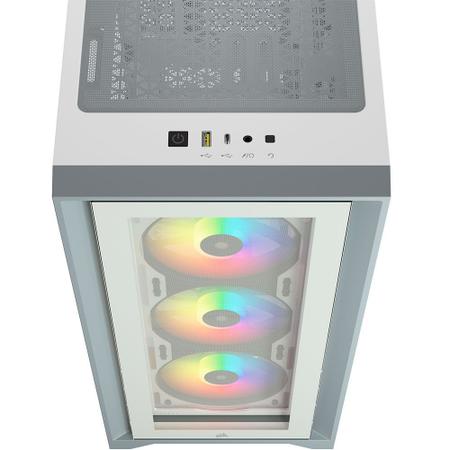 Imagem de Gabinete Gamer Corsair iCUE 4000X, RGB, Mid-Tower, ATX, Lateral e Frontal em Vidro Temperado, Com FAN, Branco - CC-9011205-WW