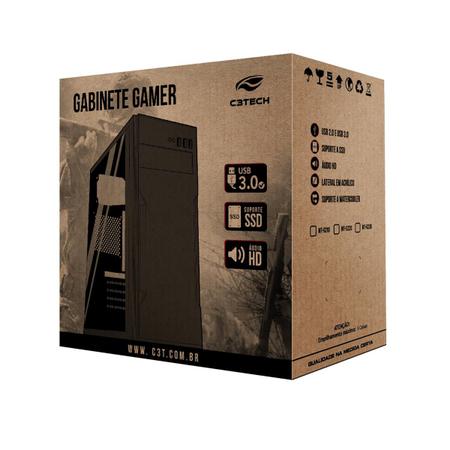 Imagem de Gabinete Gamer Desktop com 03 Cooler Fan Led RGB Usb Mid Tower Black Edition C3tech