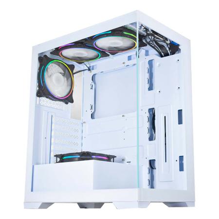 Imagem de Gabinete gamer k-mex aquario poseidon cg-w1g4 branco atx lateral em vidro sem fan