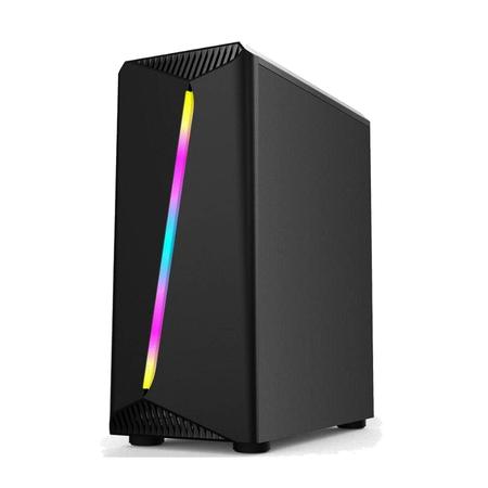 Imagem de Gabinete Gamer RGB Mid Tower Janela de Vidro Temperado Lateral Fita LED RGB Frontal ATX e Micro ATX