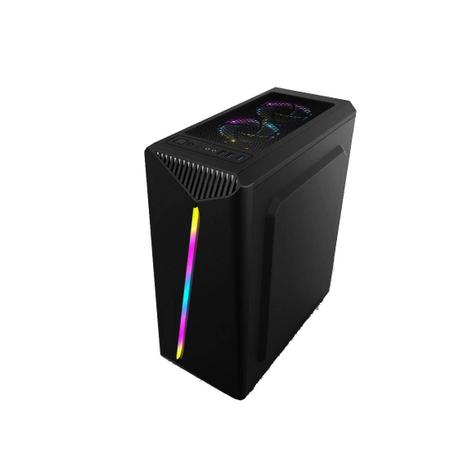 Imagem de Gabinete Gamer RGB Mid Tower Janela de Vidro Temperado Lateral Fita LED RGB Frontal ATX e Micro ATX