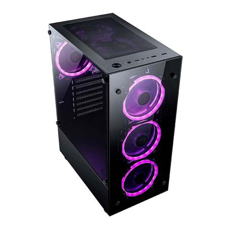 Imagem de Gabinete Gamer Rise Mode Glass 06X, Mid Tower, Lateral em Vidro Fumê e Frontal em Vidro Temperado, Preto - RM-CA-06X-FB