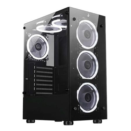 Imagem de Gabinete Gamer Rise Mode Glass 06X, Mid Tower, Lateral em Vidro Fumê e Frontal em Vidro Temperado, Preto - RM-CA-06X-FB