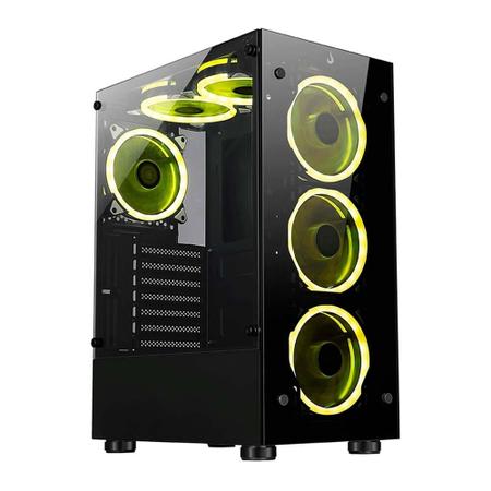 Imagem de Gabinete Gamer Rise Mode Glass 06X, Mid Tower, Lateral em Vidro Fumê e Frontal em Vidro Temperado, Preto - RM-CA-06X-FB