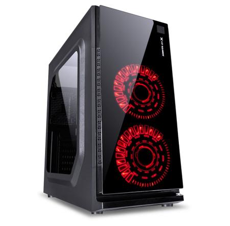 Imagem de Gabinete gamer vinik gaming cratter lateral de acrílico+ frontal 2 fan red - preto